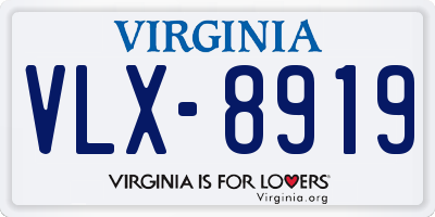 VA license plate VLX8919