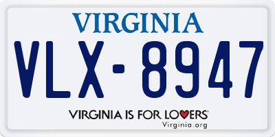 VA license plate VLX8947