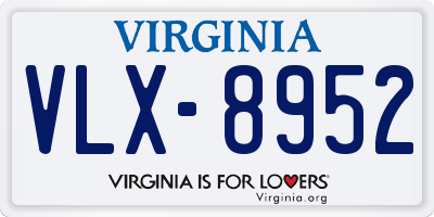 VA license plate VLX8952