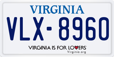 VA license plate VLX8960