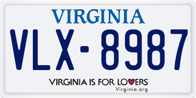 VA license plate VLX8987