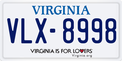 VA license plate VLX8998