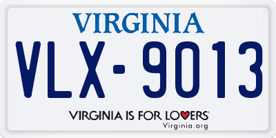 VA license plate VLX9013