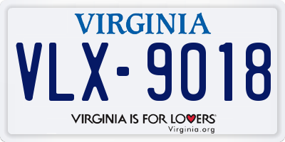 VA license plate VLX9018