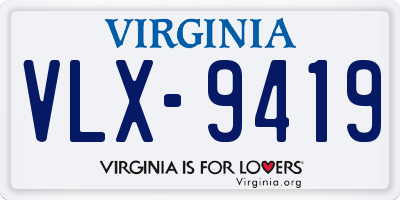 VA license plate VLX9419