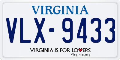VA license plate VLX9433