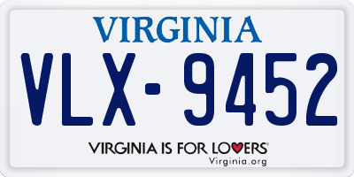 VA license plate VLX9452