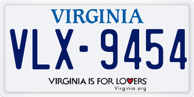 VA license plate VLX9454