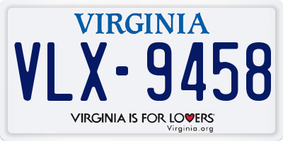 VA license plate VLX9458