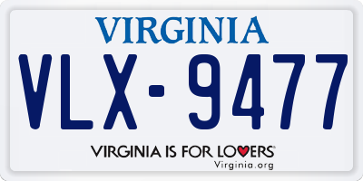 VA license plate VLX9477
