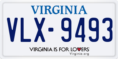 VA license plate VLX9493