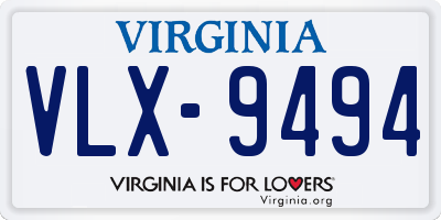VA license plate VLX9494