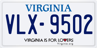 VA license plate VLX9502