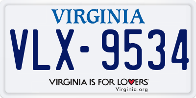 VA license plate VLX9534