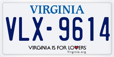 VA license plate VLX9614