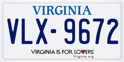VA license plate VLX9672