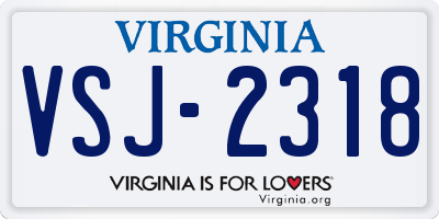 VA license plate VSJ2318