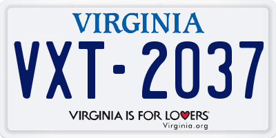 VA license plate VXT2037