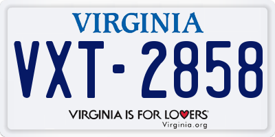 VA license plate VXT2858