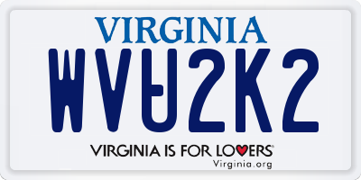 VA license plate WVU2K2