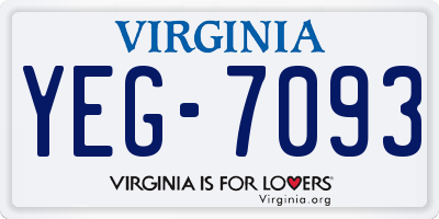 VA license plate YEG7093