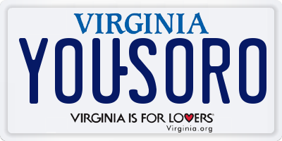 VA license plate YOUSORO