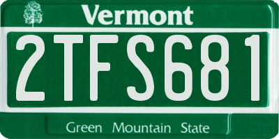 VT license plate 2TFS681