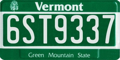 VT license plate 6ST9337