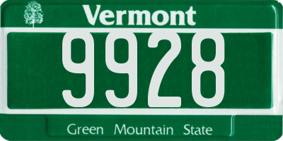 VT license plate 9928