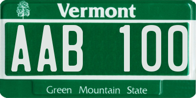 VT license plate AAB100