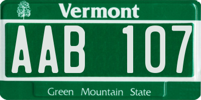VT license plate AAB107