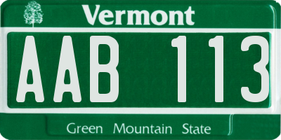 VT license plate AAB113