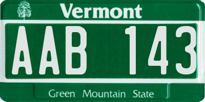 VT license plate AAB143