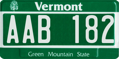 VT license plate AAB182