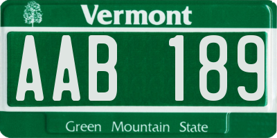 VT license plate AAB189