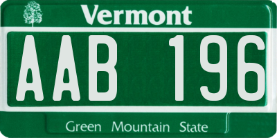 VT license plate AAB196