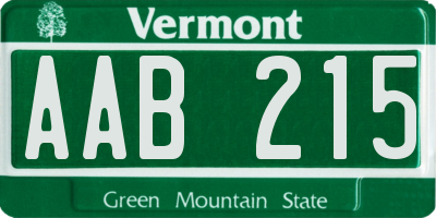 VT license plate AAB215