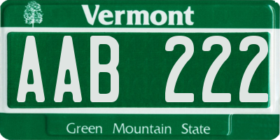 VT license plate AAB222