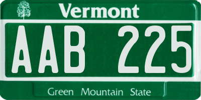 VT license plate AAB225