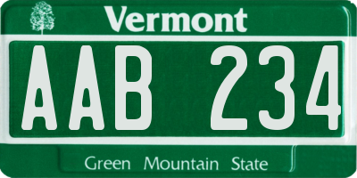 VT license plate AAB234
