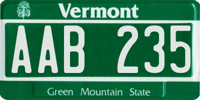 VT license plate AAB235
