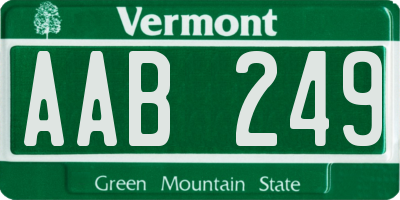 VT license plate AAB249