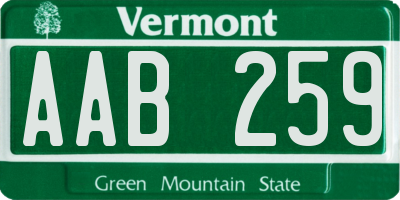 VT license plate AAB259
