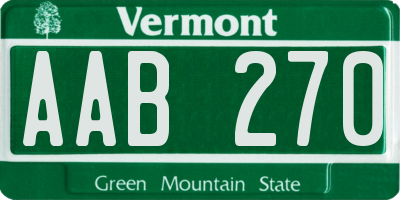 VT license plate AAB270