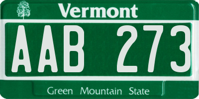 VT license plate AAB273