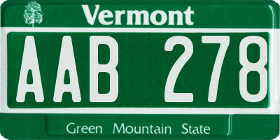 VT license plate AAB278