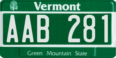 VT license plate AAB281