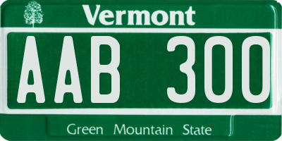 VT license plate AAB300