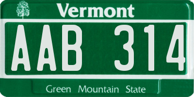 VT license plate AAB314