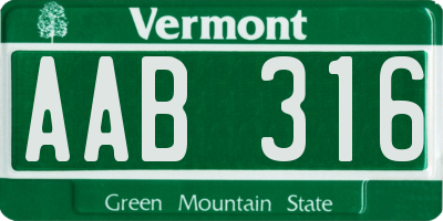 VT license plate AAB316